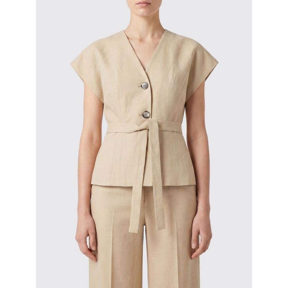 Paul Smith V-Neck Linen Blouse With Tie-Waist Belt
